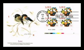 Dr Jim Stamps Us Love Doves Flower Basket First Day Cover Block Fleetwood