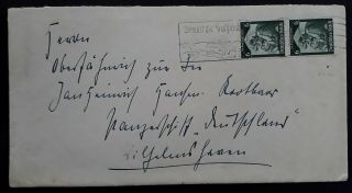 Scarce 1935 Germany Cover Ties 2 Stamps With Kraftpost Cachet