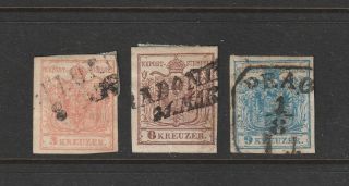 Austria Stamps 3 - 5,  Mid 1800 