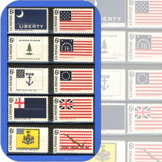 1968 Historic American Flags Complete Set Of 10 Individual Stamps 1345 - 54