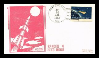 Dr Jim Stamps Us Ranger 4 Hits Moon Space Event Cover Goldcraft 1962