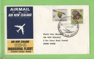 Australia 1966 Air Zealand Dc - 8,  Sydney - Hong Kong