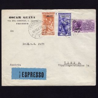 Italy Trieste 1954,  Special Delivery Cover To Vienna,  Sc 98,  107,  198