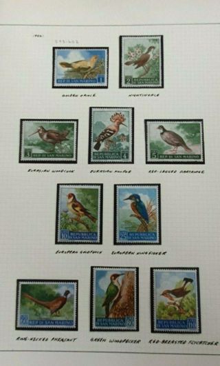 Thematics - Birds - Mh - San Marino Set 1960 Sg 593 - 602 - As Seen