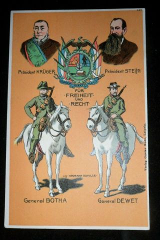 Boer War German Post Card President Kruger Steijn General Botha