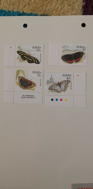 Mnh Butterflies Topical Stamps St Kitts X 4 15c - $3