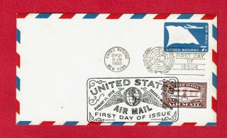 Un Fdc Uc3,  Stamped Envelope,  W/dual Canx,  Us 5282,  Airmail,  Uncacheted