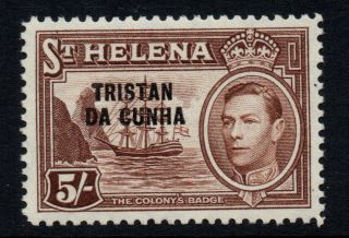 Tristan Da Cunha 1952 5/ - Chocolate Kgvi (st Helena O/print ") - Sg 11 - Vlmm