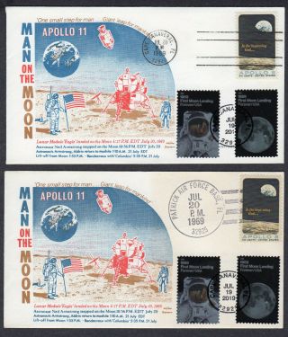 2019/1969 Apollo 11 Mission 50th/landing Four Diff Swanson Dual Event/fdcs Pc679
