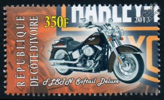 Harley Davidson Softail Deluxe Flstn Motorbike Bike Motorcycle Stamp