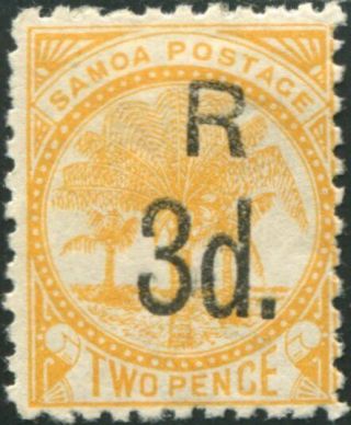 Samoa 1895 Sg79 3d On 2d Orange - Yellow Palm Tree Mh
