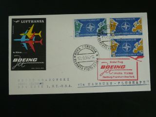 First Flight Cover Lufthansa 1960 Roma Italy To York Via Hamburg 92719