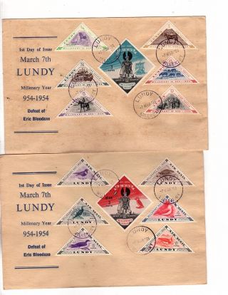 Stamps Europa 1961 Fdc Lundy Milenary 2 Covers (mb8