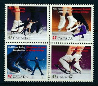 Mnh Canada 2001 World Figure Skating Championships Block Of 4 Minr.  1973 - 76