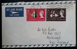 1967 British Solomon Islands Airmail Cover Ties 2 Stamps W Decimal Surcharge