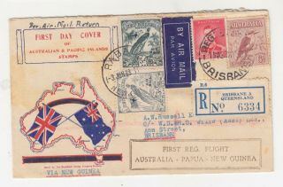 Australia,  1934 Boomerang First Flight Reg.  Cover Brisbane To Rabaul,  Guinea