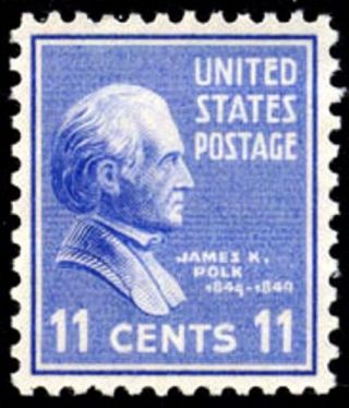 1938 11c James K.  Polk,  11th President Scott 816 F/vf Nh