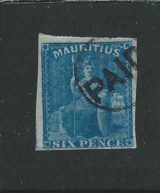 Mauritius 1859 - 61 6d Blue Fu Sg 32 Cat £55