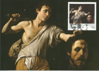 David With Head Of Goliath Painting Art Bible Austria Fdc Maximum Card