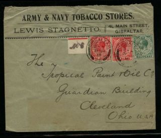 Gibraltar Ad Cover To Us 1925 Ms0208