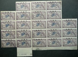Syria 1921 " O.  M.  F Syrie " 3pi On 60c Block Of 22 Stamps - - See
