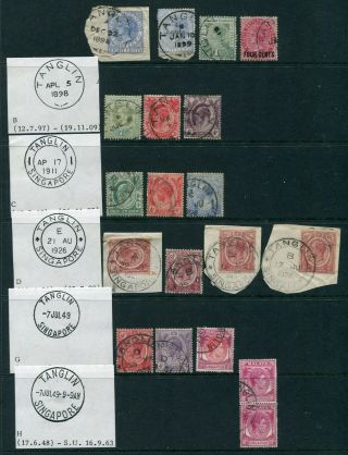 Old Straits Settlements 19 X Stamps With Singapore Local Pmks (10)