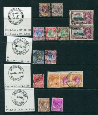 Old Straits Settlements 15 X Stamps With Singapore Local Pmks (7)