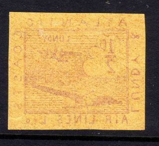 GB LOCAL ISSUES: LUNDY 1937 ½d IMPERF PROOF,  VIOLET ON YELLOW HINGED 2