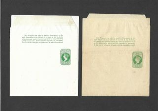 Gb Stationery Qv 1/2d Green Newspaper Wrappers White & Buff Paper H&b Wp10,  Wp11
