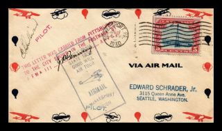 Dr Jim Stamps Us Good Will Tour Air Mail Event Cover Mckeesport Pilot Signed