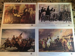 Bicentennial Souvenir Stamp Sheets - Set Of 4,  Washington Crossing The Delaware,