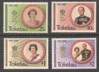 Tokelau 186 - 189 (a36) Vf Mnh - 1993 25c To $2 Coronation Of Queen Elizabeth Ii
