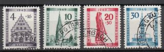 Germany - 1949 French Zone Baden Sc 5nb5/5nb8 Scv = $150 (7197)