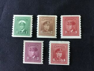 Canada Scott 263 - 267,  Coil Stamps George Vi,  Mnh/og Fine,  Vf,  Xf