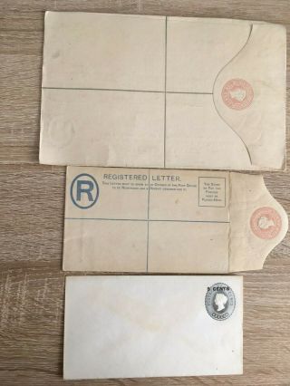 Postal History Ceylon Qv 3 Items Of Postal Stationery 2 X Registered,  Prestamp