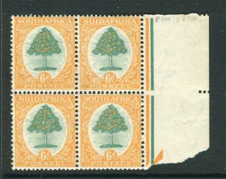 South Africa; 1926 - 27 Early Pictorial Issue Fine Hinged 6d.  Block