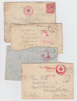 Early Ww1 British Army Censor - Army Post Office Covers Lot