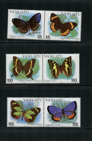 R043 Vanuatu 1983 Butterflies Pairs Mnh