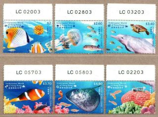 China Hong Kong 2019 Underwater World Stamps Number Imprint Coral Jellyfish Fish