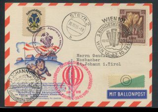 Austria 1955 Balloon Postcard