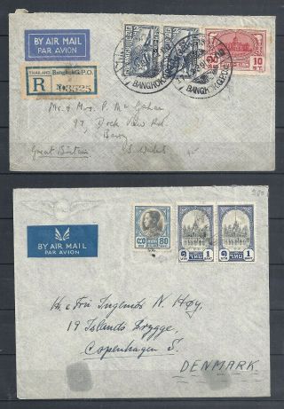 Siam/thailand.  2 Letters Send To Denmark,  England 1939
