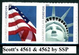 Lady Liberty & Flag Mnh Set Of 2 Booklet Stamps Scott 