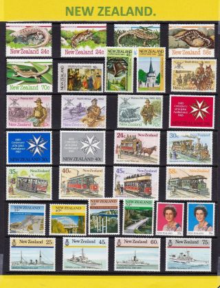 Zealand Sc 803/43 1984/85 30 Nh Stamps.  Cv$25.  00,  1027