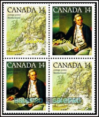 Canada 1978 Captain James Cook Nootka Sound Fv Face 56 Cent Mnh Stamp Set Block