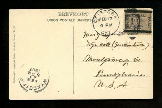 Us Postal History Canal Zone 16b Post Card Dwi Danish West 1907 Cristobal Cz Pa