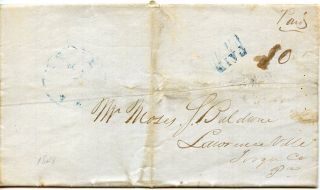 United States - - Stampless Cover With Letter Sent In 1848
