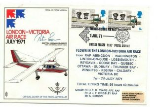 1971 Raf Museum Cover - London - Victoria Air Race - Signed Flt Lt P Evans Afc Raf