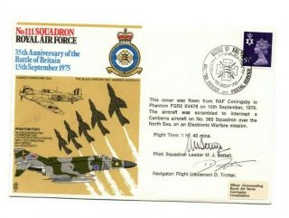 1975 Rafm Cover - No111 Sqd Raf / 35th Anniv.  Battle Of Britain - Signed By Crew
