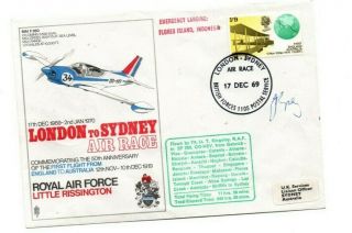 1969 Raf Museum Cover - London To Sydney Air Race - Signed - Issued 17 Dec 1969