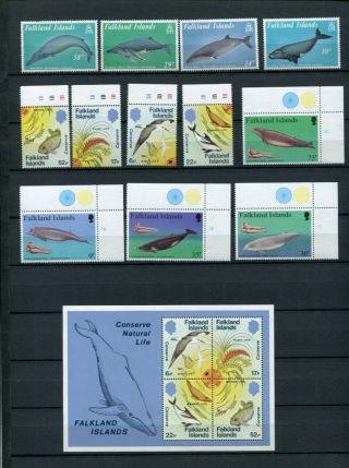 Falkland Islands Marine Life Mnh Lot Stamps & Sheets 35 Items